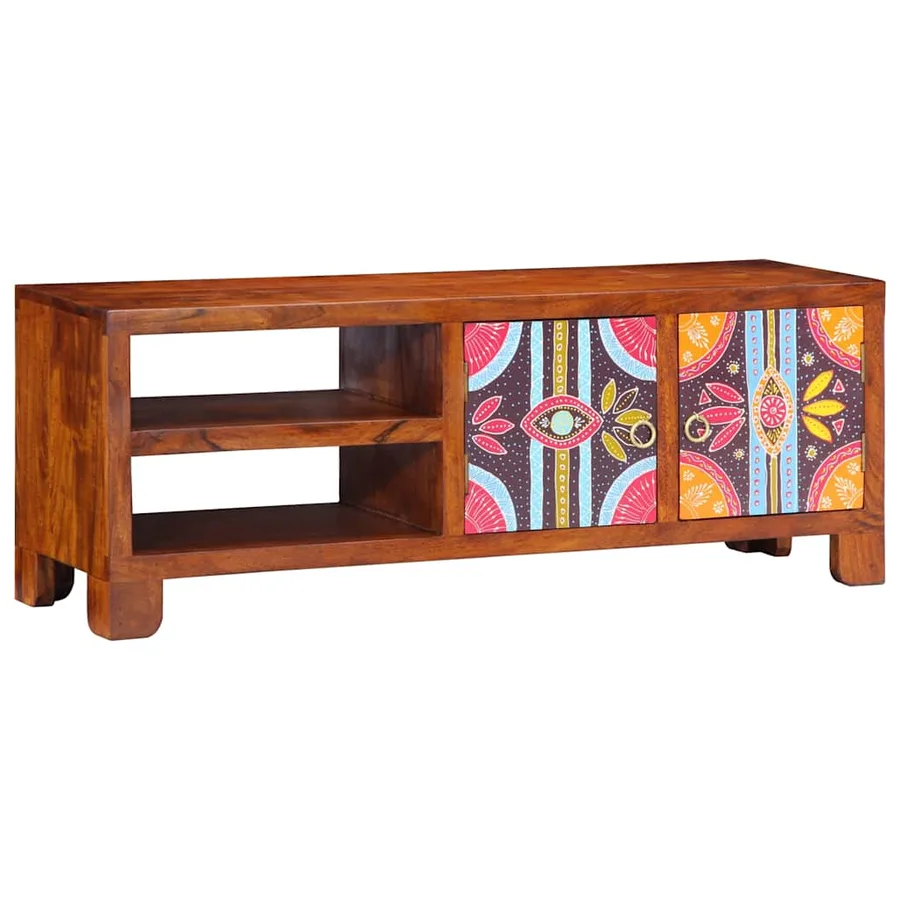 Meuble TV multicolore 110x30x40 bois d'acacia massif - 2