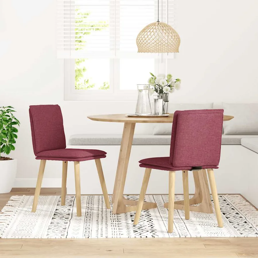 Chaises à manger lot de 2 rouge bordeaux tissu - 2