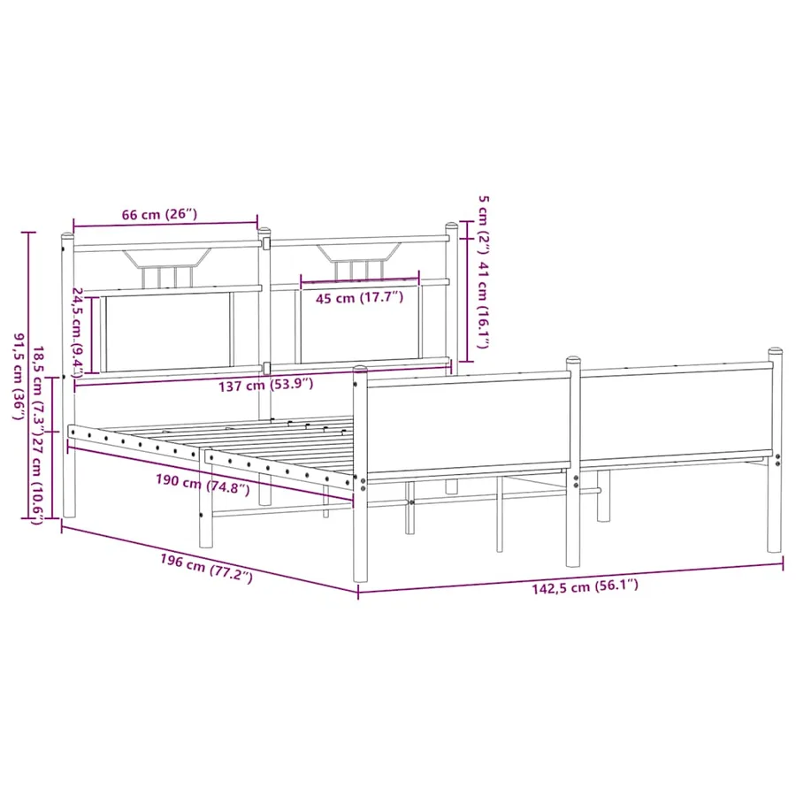 Cadre de lit sans matelas chêne sonoma 137x190 cm - 11