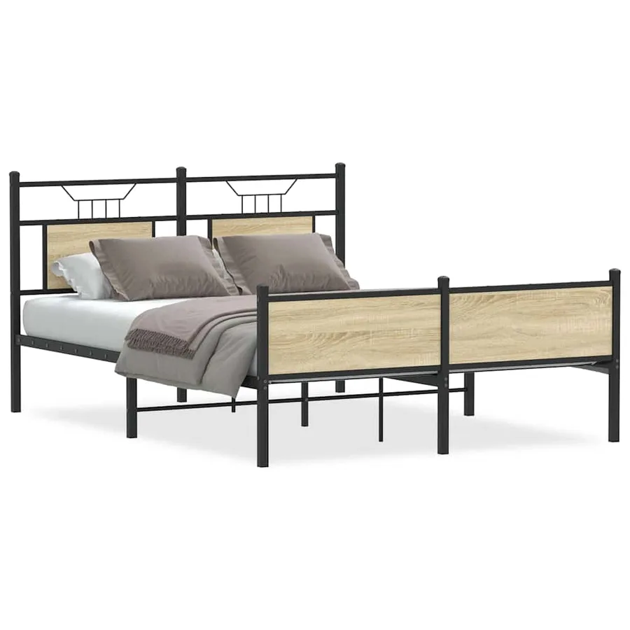 Cadre de lit sans matelas chêne sonoma 137x190 cm - 2