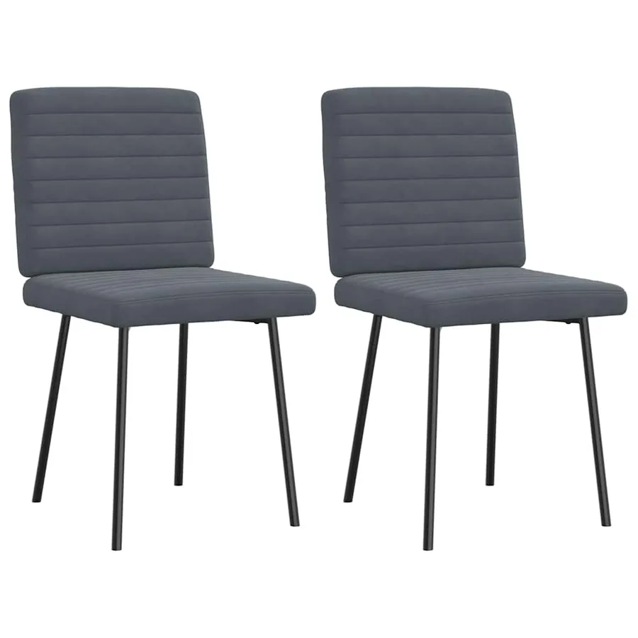 Chaises à manger lot de 2 Gris foncé Velours - 2
