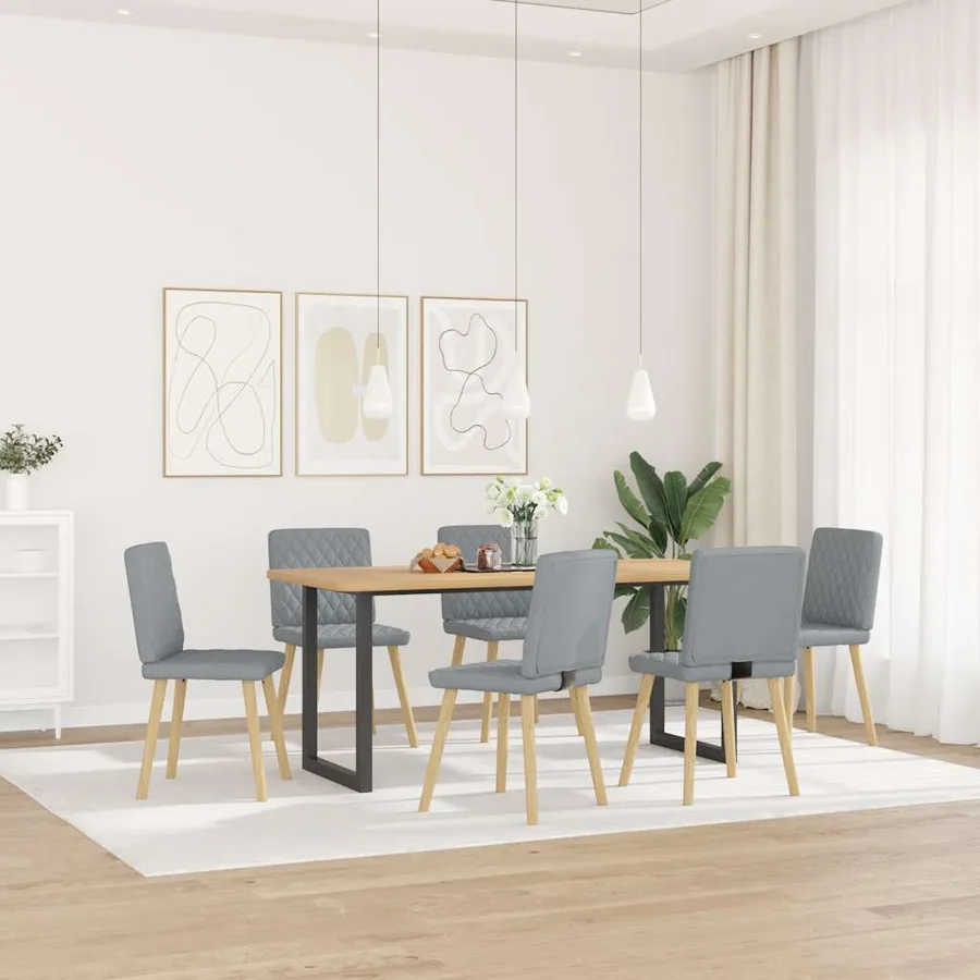 Chaises à manger lot de 6 gris clair tissu - 2