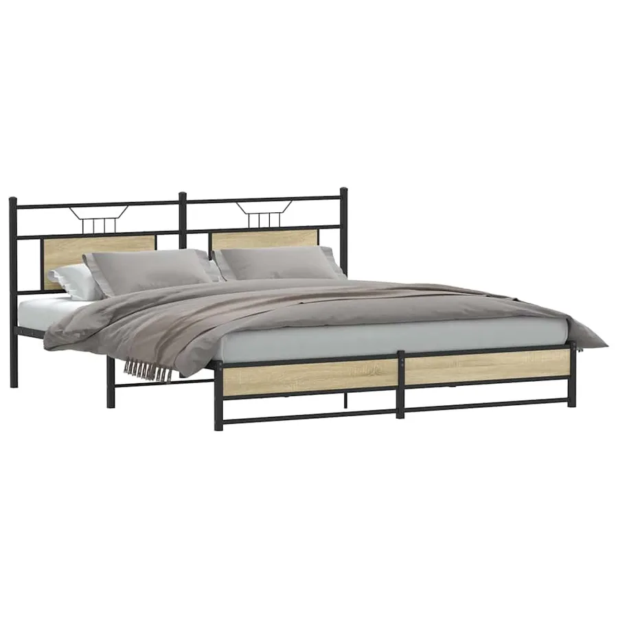 Cadre de lit en métal sans matelas chêne sonoma 183x213 cm - 3