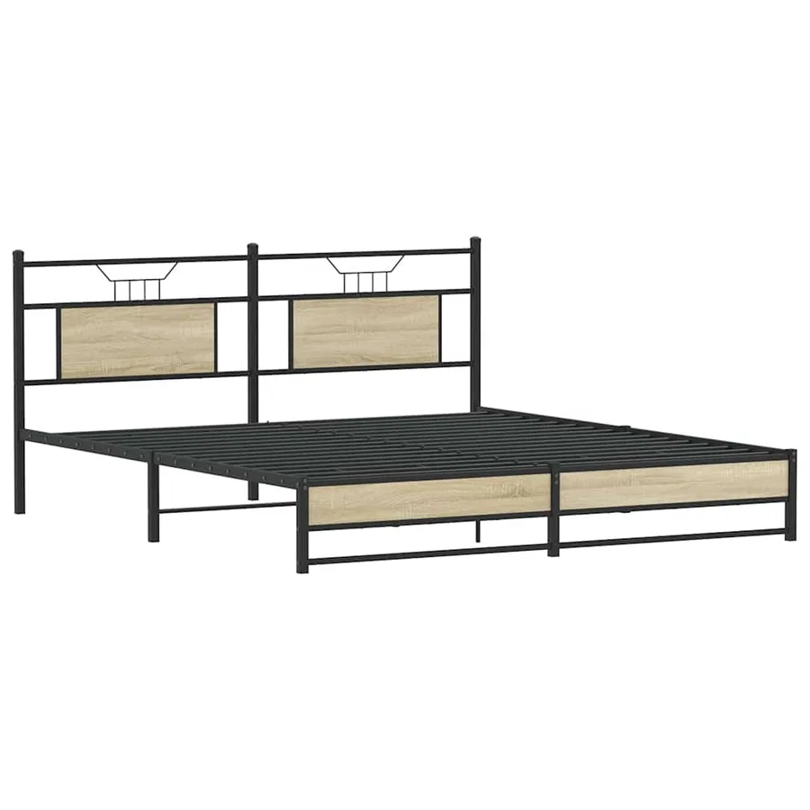 Cadre de lit en métal sans matelas chêne sonoma 183x213 cm - 5