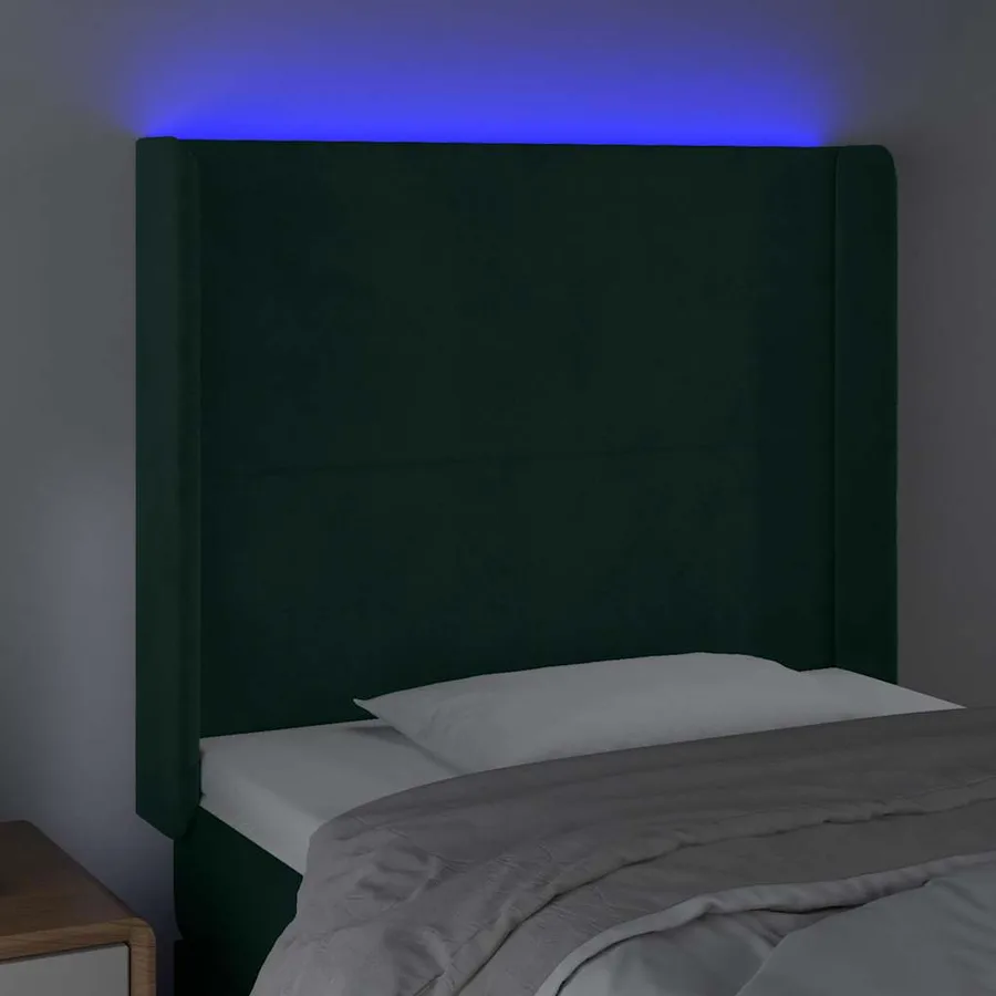 Tête de lit à LED Vert foncé 83x16x118/128 cm Velours - 4