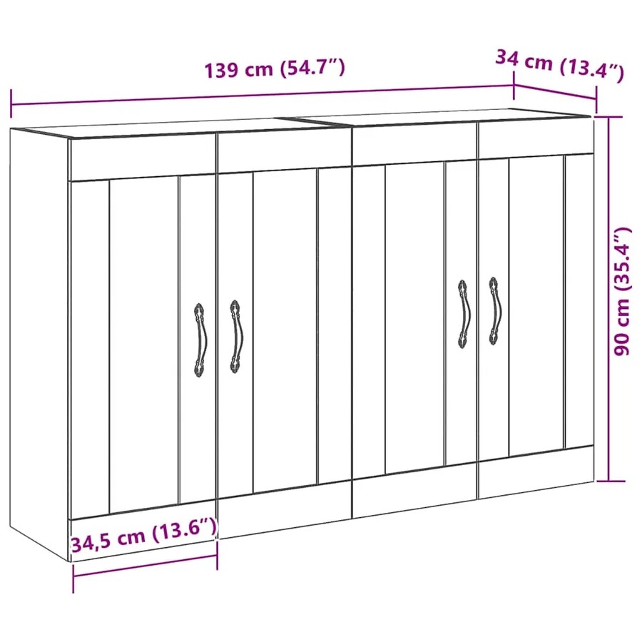 Cabinets muraux 2 pcs Chêne artisanal 69,5 x 34 x 90 cm - 14