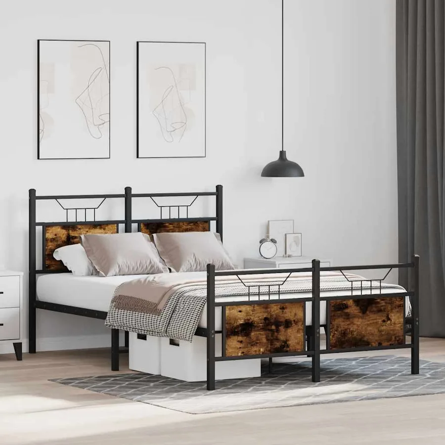 Cadre de lit sans matelas chêne fumé 120x200 cm bois ingénierie - 4