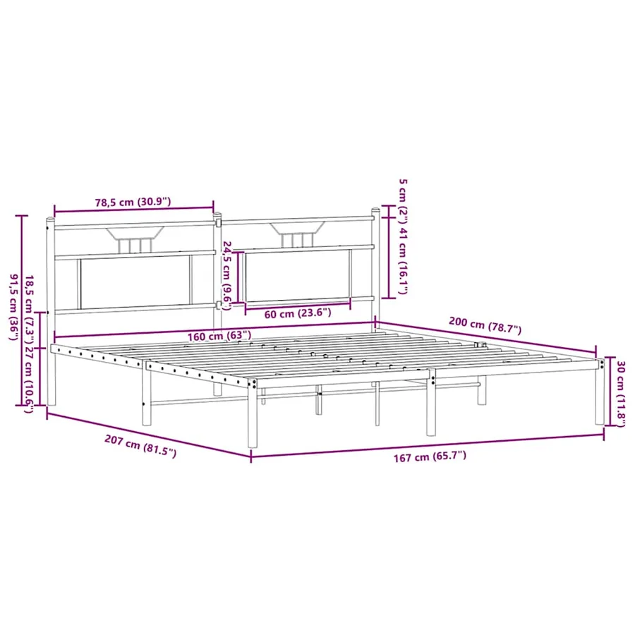 Cadre de lit sans matelas chêne fumé 160x200 cm bois ingénierie - 11