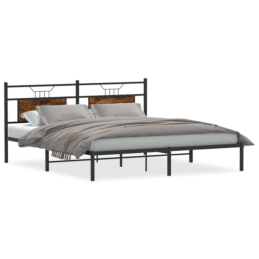 Cadre de lit sans matelas chêne fumé 160x200 cm bois ingénierie - 2