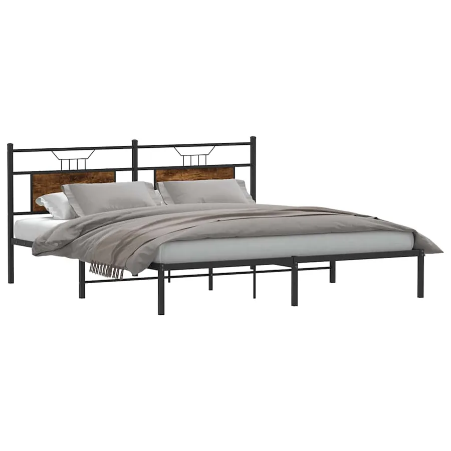 Cadre de lit sans matelas chêne fumé 160x200 cm bois ingénierie - 3