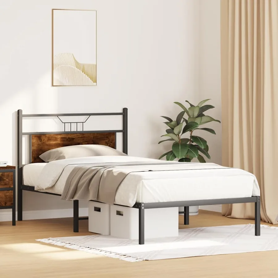 Cadre de lit sans matelas chêne fumé 100x200 cm bois ingénierie - 4