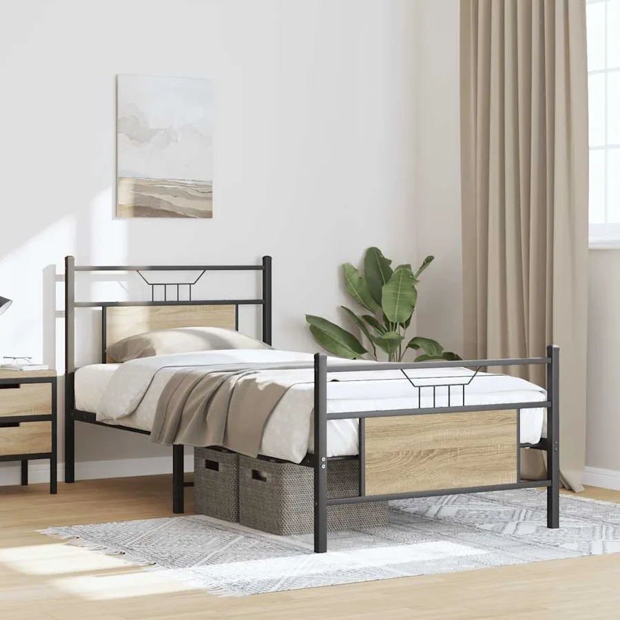 Cadre de lit sans matelas chêne sonoma 75x190 cm - 5