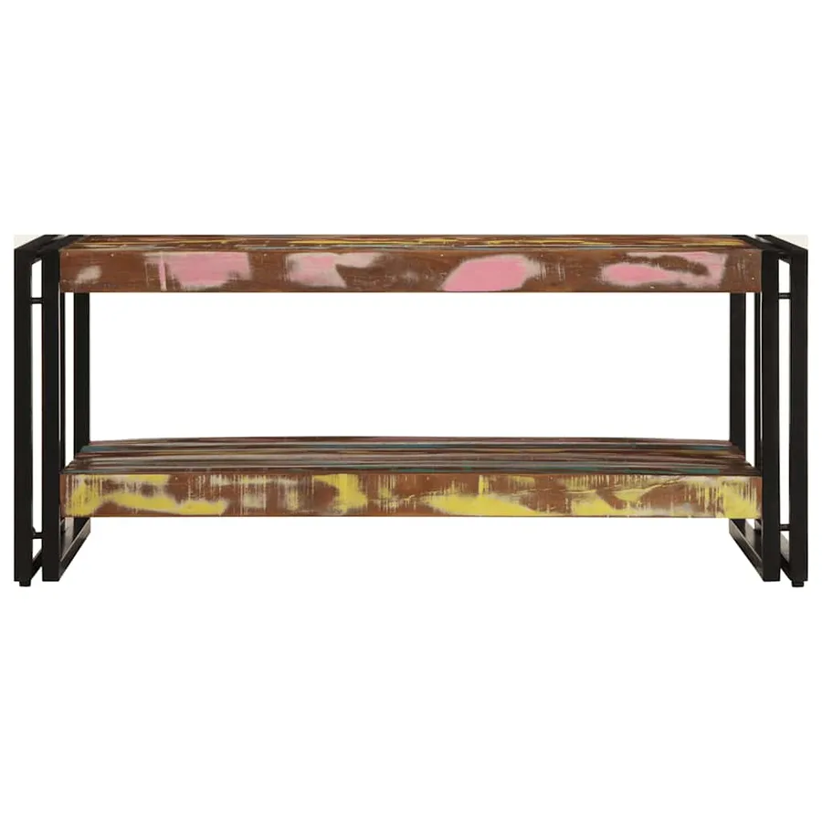 Table basse multicolore 90x50x38 cm bois de récupération massif - 4
