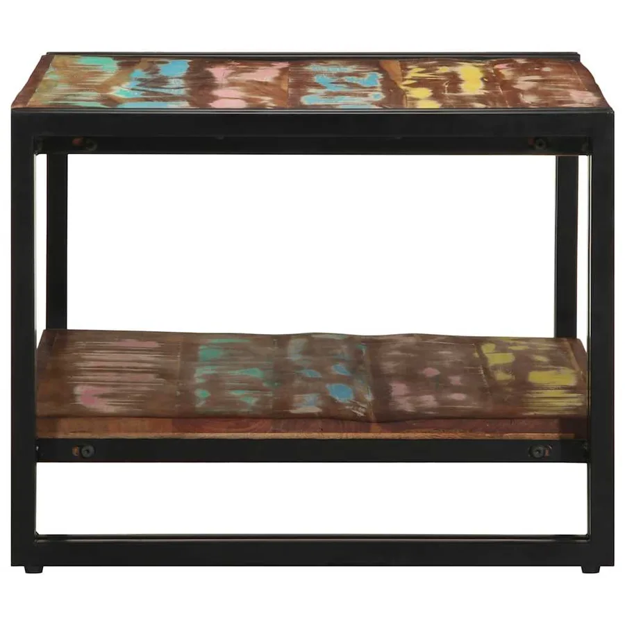Table basse multicolore 70x50x38 cm bois de récupération massif - 5