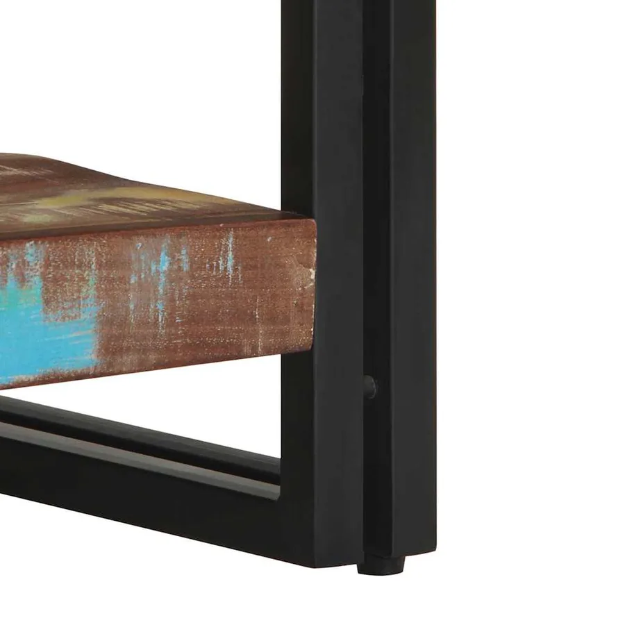 Table basse multicolore 70x50x38 cm bois de récupération massif - 8