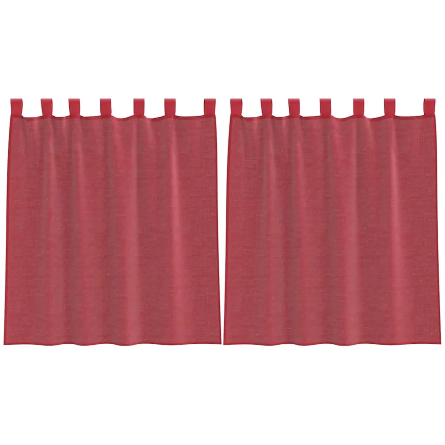 Rideaux en voile avec passe-tringles 2 pcs rouge bordeaux - 2
