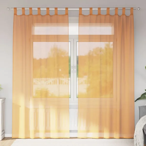 Rideaux en voile avec boucles 2 pcs orange 140x245 cm