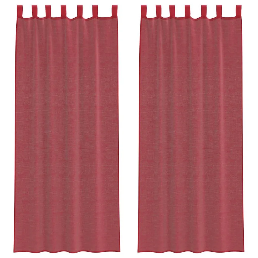 Rideaux en voile avec passe-tringles 2 pcs rouge bordeaux - 2