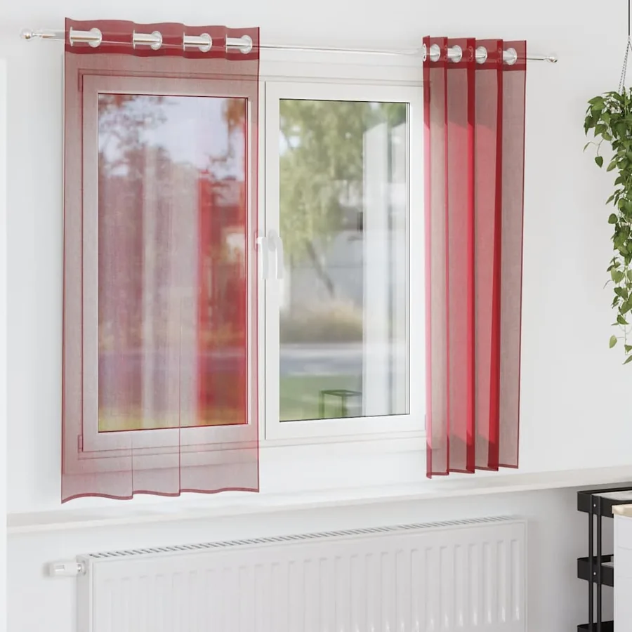 Rideaux en voile avec œillets 2 pcs rouge bordeaux