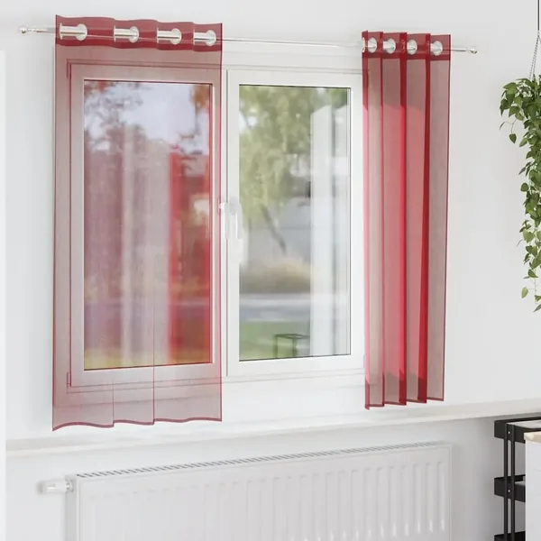 Rideaux en voile avec œillets 2 pcs rouge bordeaux