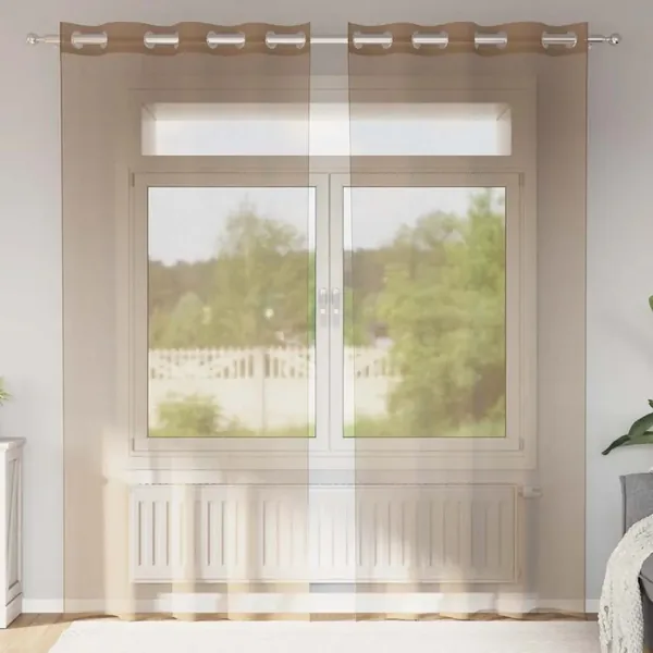Rideaux en voile avec œillets 2 pcs marron clair