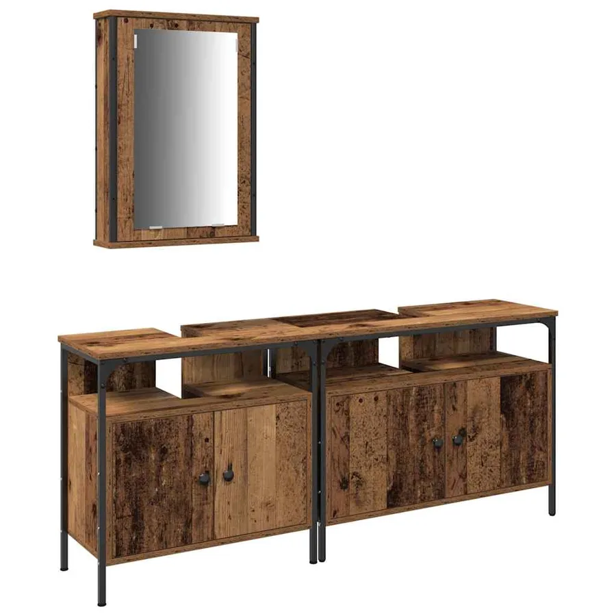 Meubles de salle de bain 3 pcs Marron Bois d'ingénierie - 2