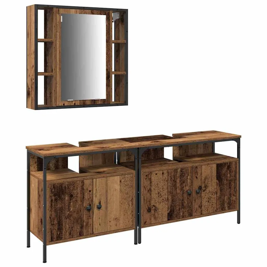 Meubles de salle de bain 3 pcs Marron Bois d'ingénierie - 2