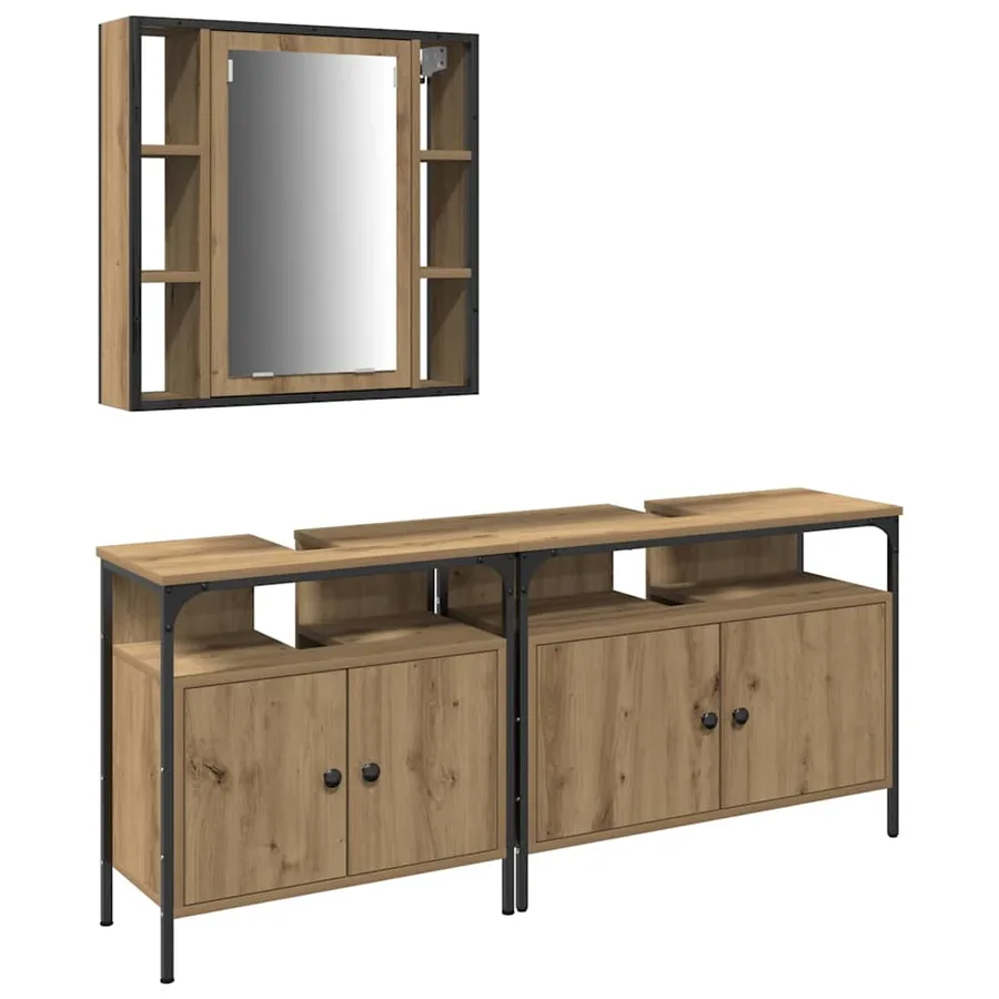 Meubles de salle de bain 3 pc Marron 80 x 30 x 60 cm - 2