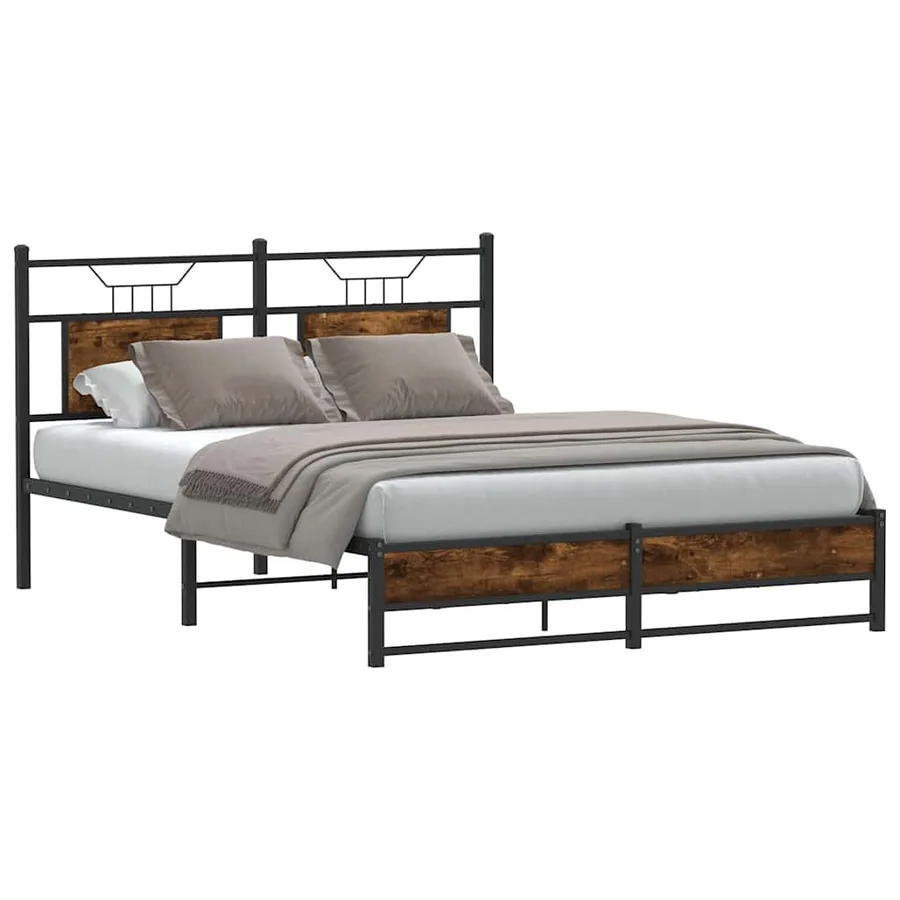 Cadre de lit sans matelas chêne fumé 137x190 cm bois ingénierie - 3