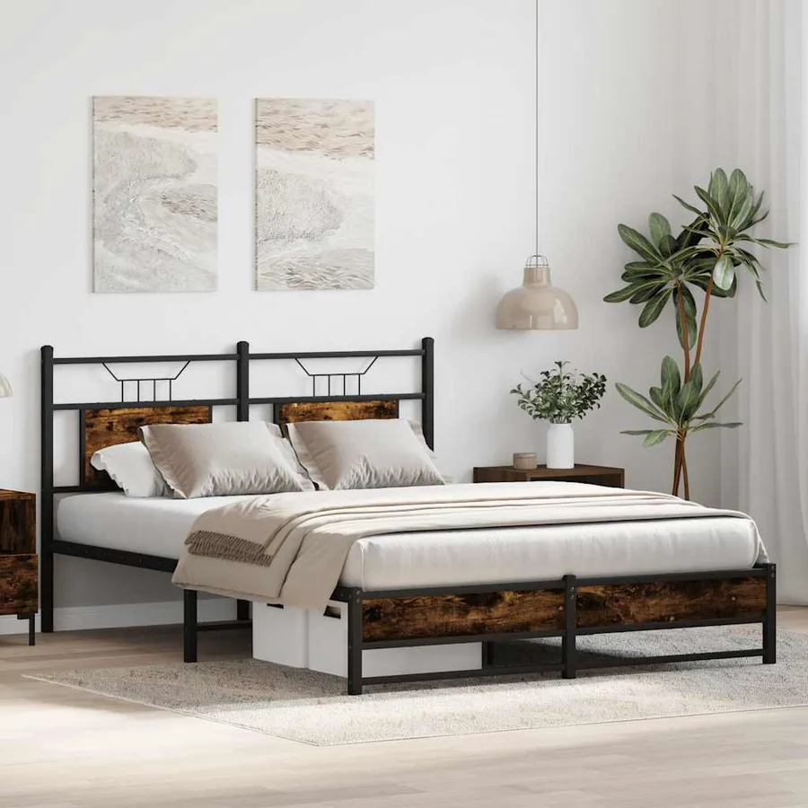 Cadre de lit sans matelas chêne fumé 137x190 cm bois ingénierie - 4