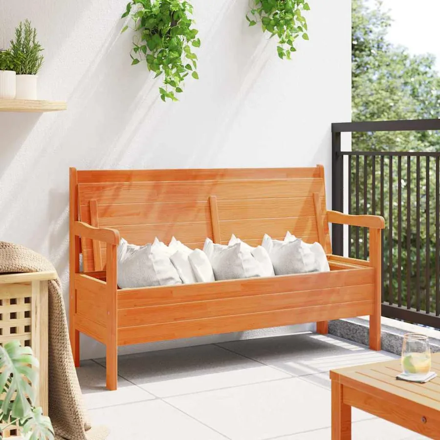Banc extérieur Marron 119 x 44 x 76 cm Bois de pin massif - 4