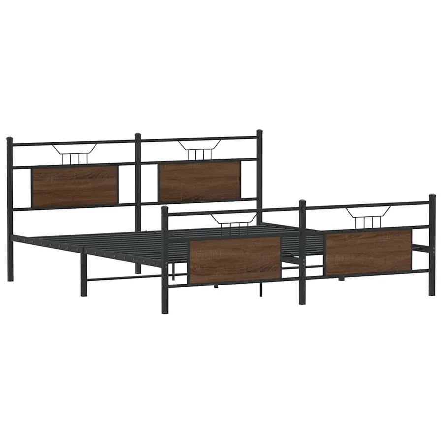 Cadre de lit en métal sans matelas chêne marron 160x200 cm - 5