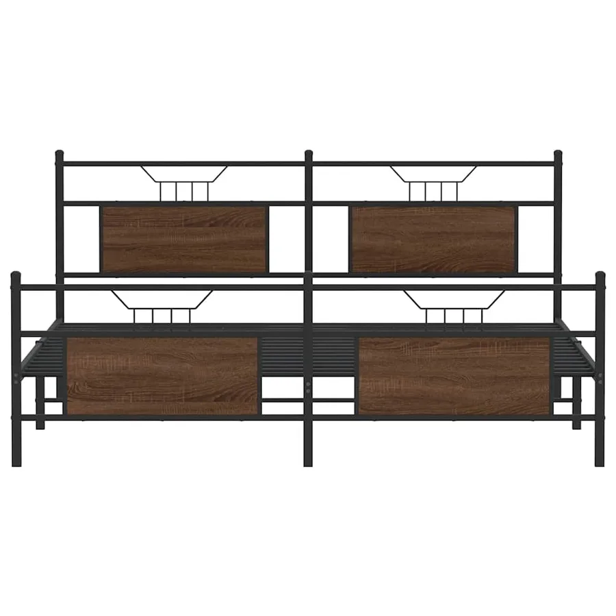 Cadre de lit en métal sans matelas chêne marron 160x200 cm - 6