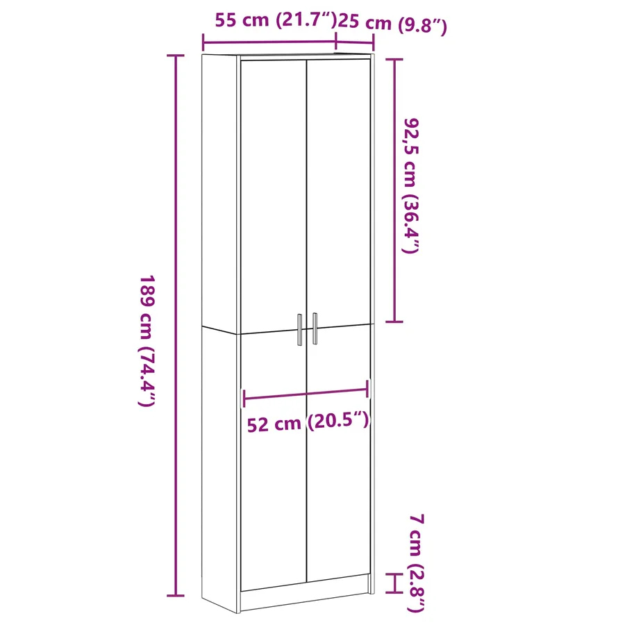 Armoire avec étagère Blanc 55 x 25 x 189 cm Bois d'ingénierie - 11