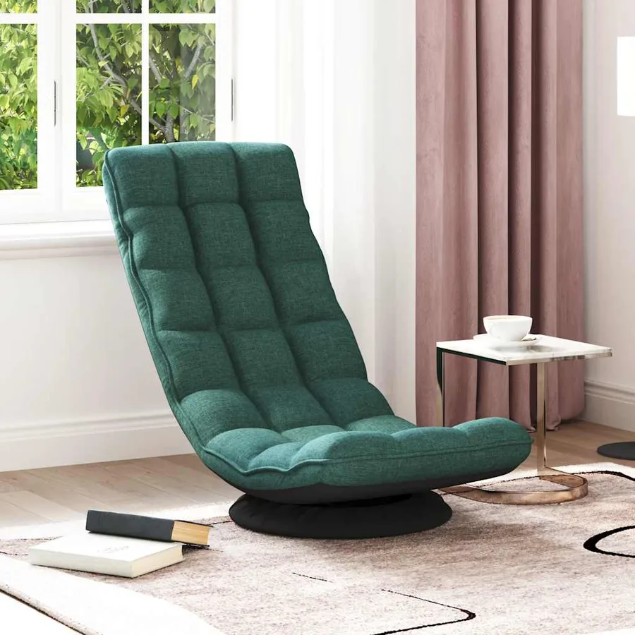 Fauteuil de sol pivotant vert foncé 70x51x79 cm tissu - 3