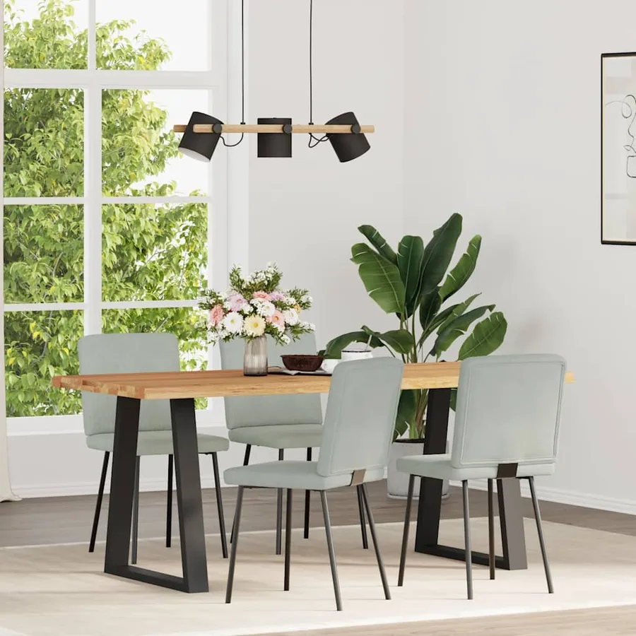 Chaises à manger lot de 4 Gris clair Velours - 2