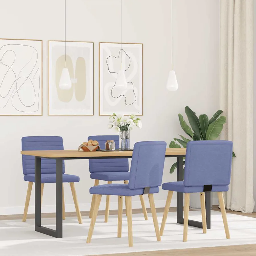 Chaises à manger lot de 4 bleu jean tissu - 2