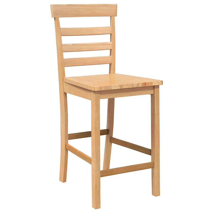 Tabourets de bar 2 pcs naturel bois massif d'hévéa - 4