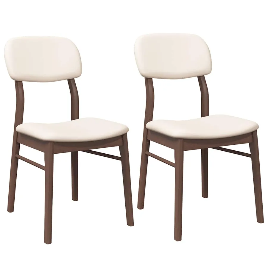 Chaises à manger coussins 2 pcs marron bois massif caoutchouc - 2