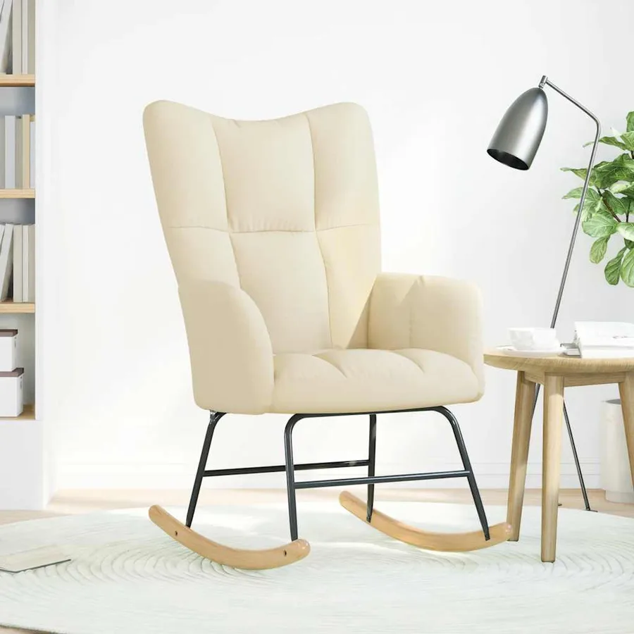 Chaise à bascule Crème Tissu - 2