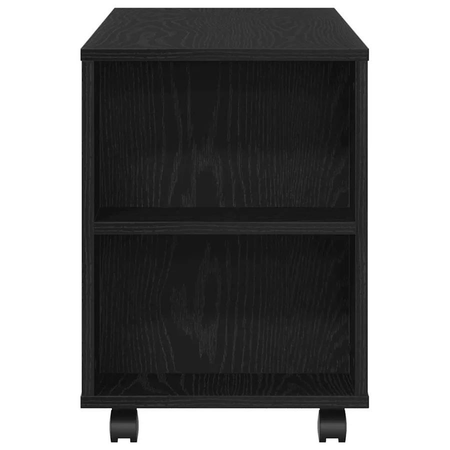 Meuble TV avec roulettes chêne noir bois d'ingénierie - 7