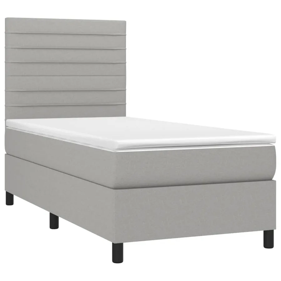 Sommier à lattes de lit avec matelas Gris clair 90x200 cm Tissu - 3
