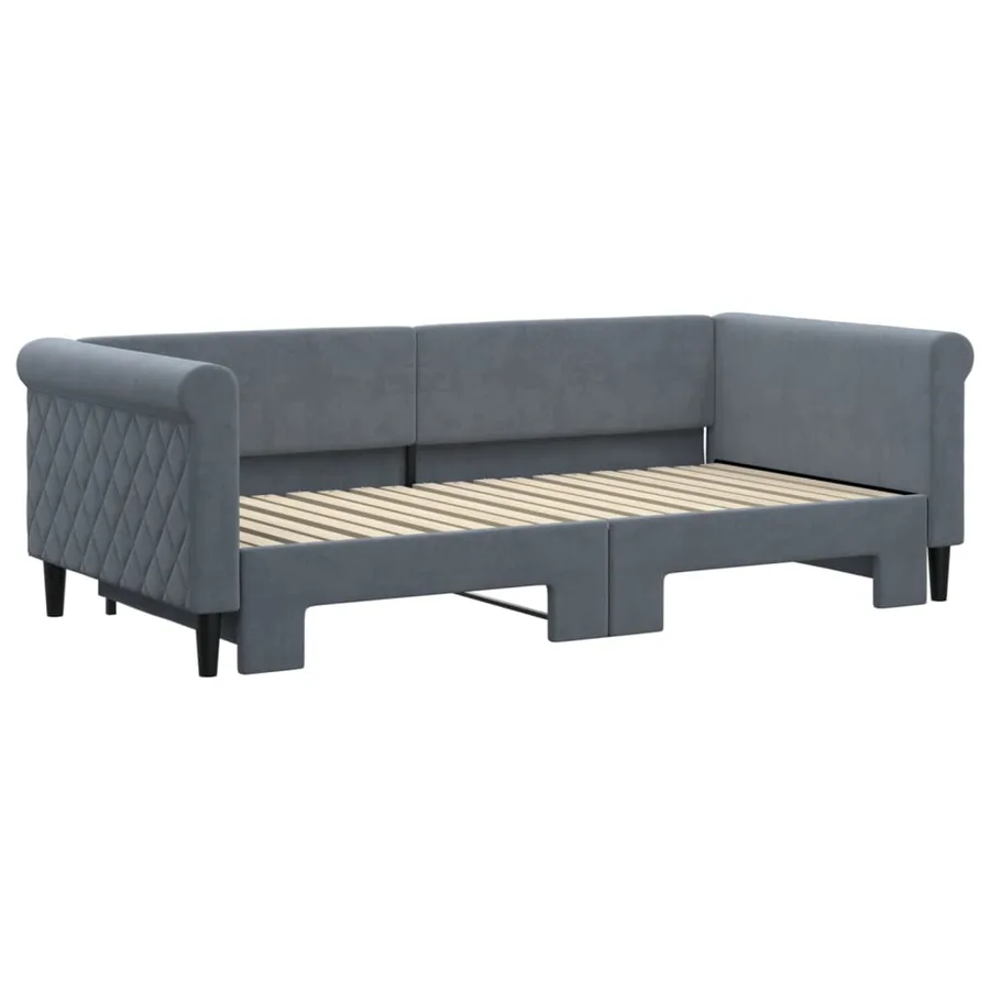 Lit de jour avec gigogne sans matelas gris foncé 90x190 cm - 3