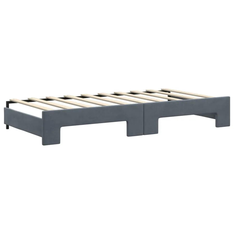 Lit de jour avec gigogne sans matelas gris foncé 90x190 cm - 8