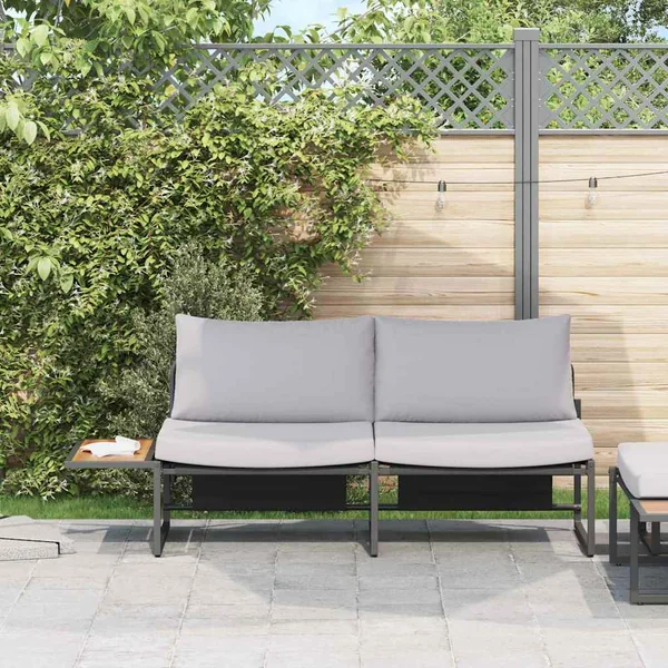Canapé de jardin Gris clair 200,5 x 70 x 85,5 cm Acier