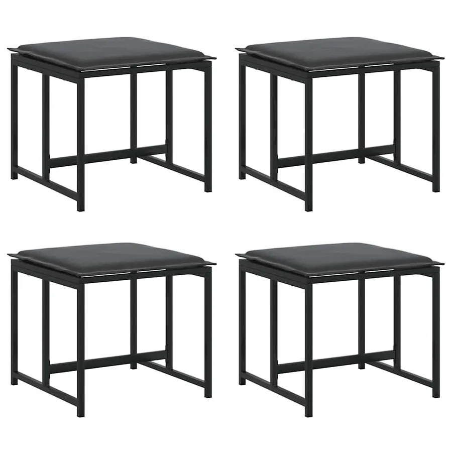 Ensemble de salle à manger pour jardin 15 pcs Noir Acier - 5