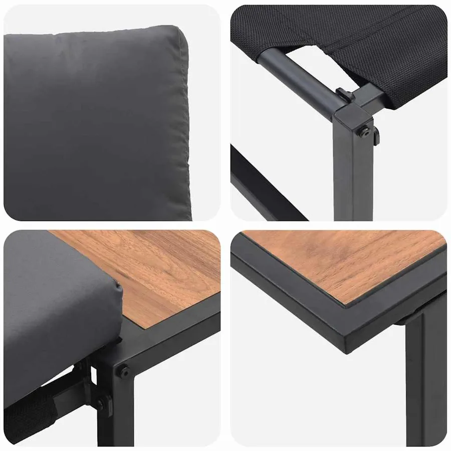 Ensemble de salle à manger pour jardin 3 pcs Anthracite Acier - 10