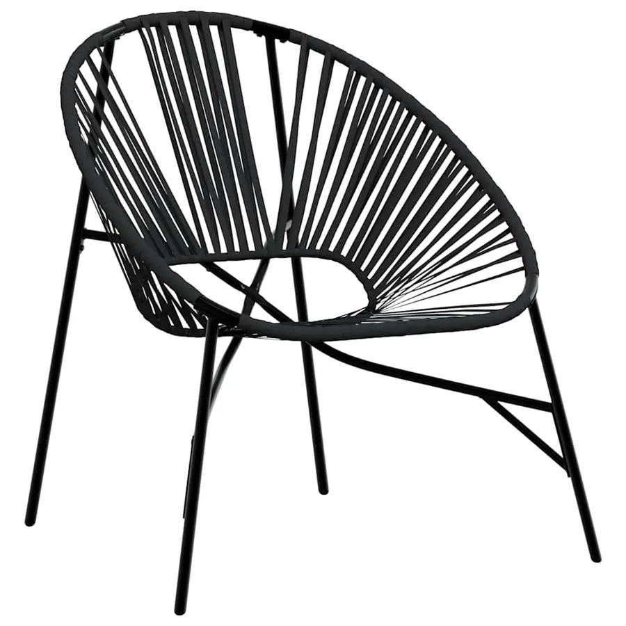 Lot de 3 Chaise de jardin noir résine tressée - 3