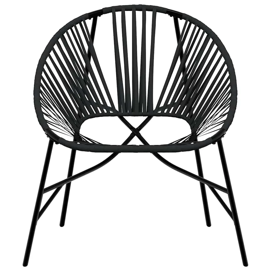 Lot de 3 Chaise de jardin noir résine tressée - 5