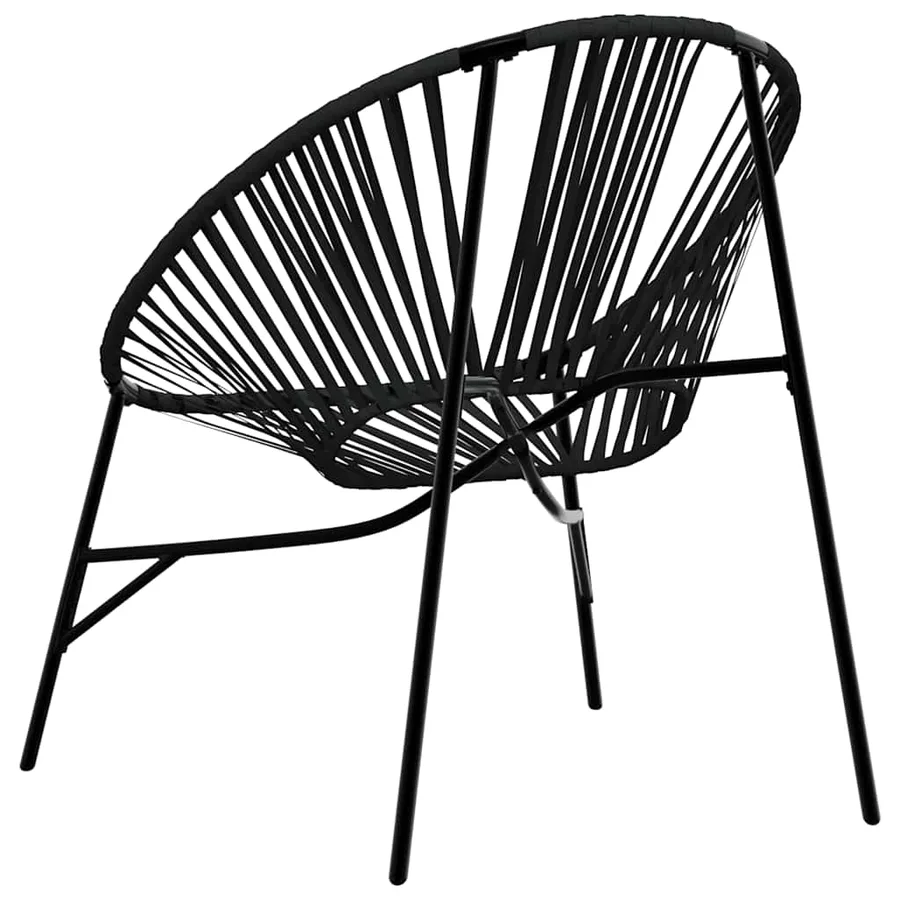 Lot de 3 Chaise de jardin noir résine tressée - 8